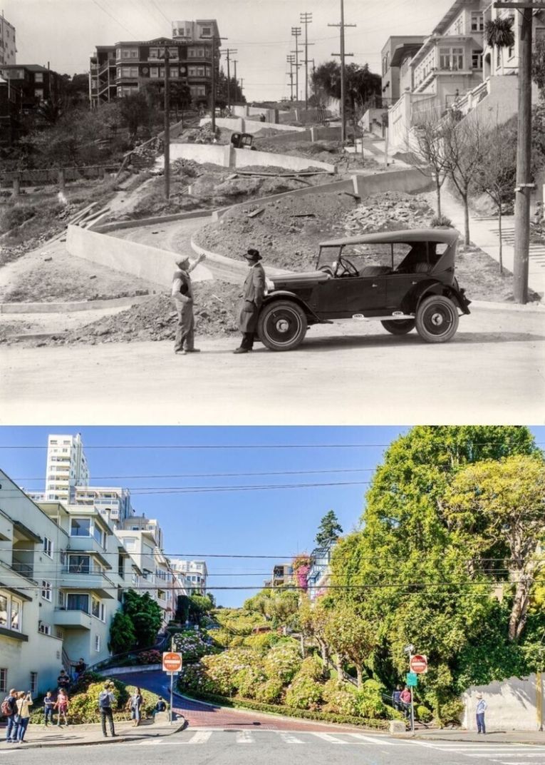 Ломбард-стрит, Сан-Франциско&nbsp;&mdash; в 1922 и 2018 годах
